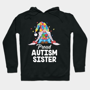 Proud Autism sister Puzzle Piece cute gnomes Autism Awareness Hoodie